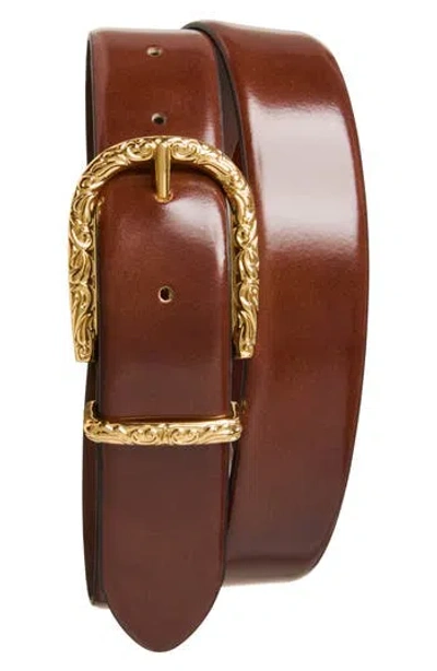 Bruno Magli Cosima Leather Belt In Brown