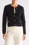 Bruno Magli Crewneck Merino Wool Cardigan In Black