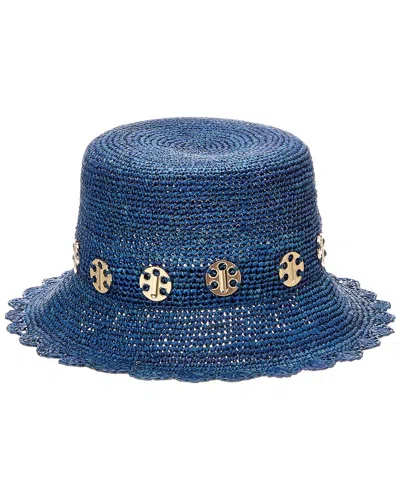 Bruno Magli Crochet Bucket Hat In Blue
