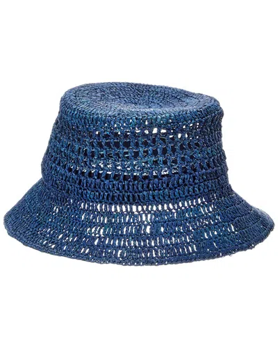 Bruno Magli Crochet Short Brim Bucket Hat In Blue