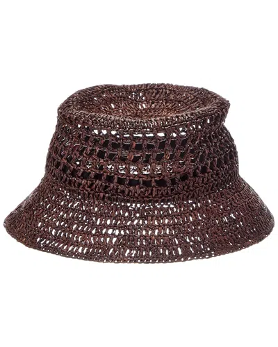 Bruno Magli Crochet Short Brim Bucket Hat In Brown