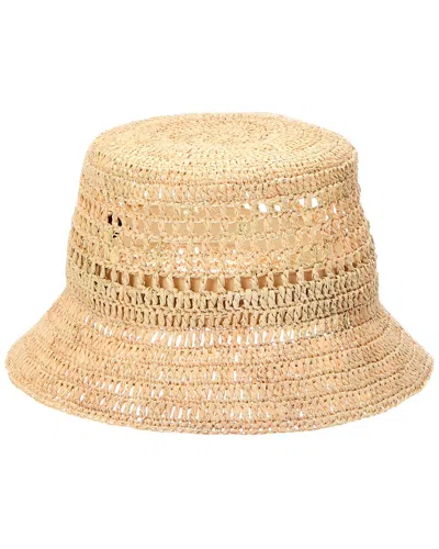 Bruno Magli Crochet Short Brim Bucket Hat In Neutral
