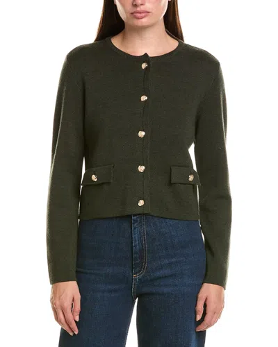 Bruno Magli Cropped Crewneck Wool Jacket In Green