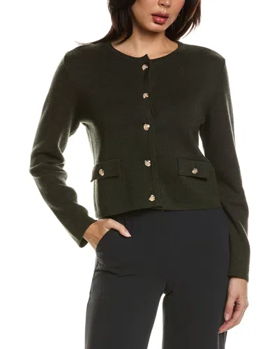 Bruno Magli Cropped Crewneck Wool Jacket In 331olv