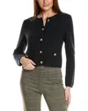 Bruno Magli Cropped Crewneck Wool Jacket In Blue