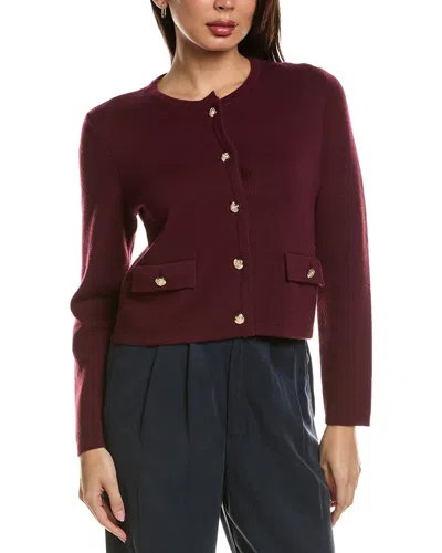 Bruno Magli Cropped Crewneck Wool Jacket In Cranberry