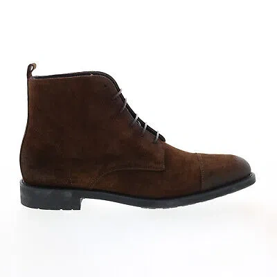 Pre-owned Bruno Magli Crosby Mb1csbd1 Mens Brown Suede Lace Up Casual Dress Boots
