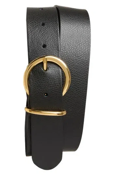 Bruno Magli Daniela Pebbled Leather Belt In Black