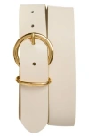 Bruno Magli Daniela Pebbled Leather Belt In Neutral