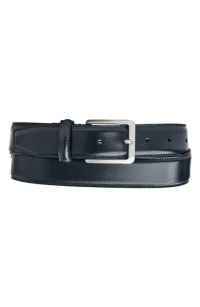 Bruno Magli Dante Leather Belt In Navy
