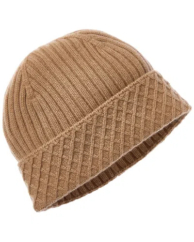 Bruno Magli Diamond Cuff Rib Cashmere Beanie In Beige
