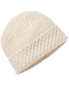 Bruno Magli Diamond Cuff Rib Cashmere Beanie In White