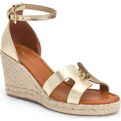 Bruno Magli Dina Ankle Strap Wedge Sandal In Gold