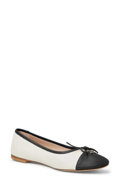 Bruno Magli Donatella Cap Toe Ballet Flat In Black/ Cream