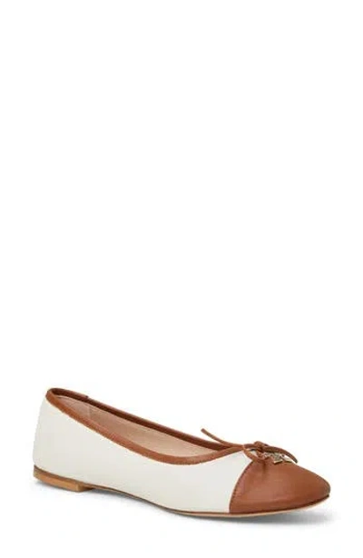 Bruno Magli Donatella Cap Toe Ballet Flat In Brown/ Cream