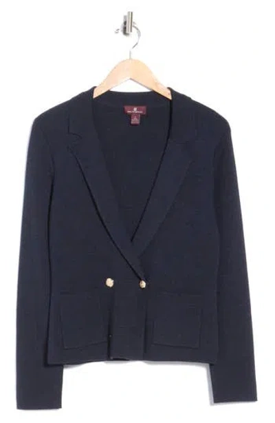 Bruno Magli Double Breasted Merino Wool Sweater Blazer In Blue