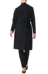 Bruno Magli Double Face Wool Blend Coat In Black