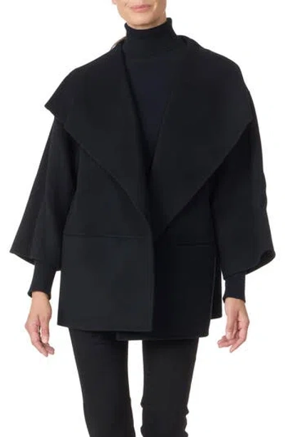Bruno Magli Double Face Wool Blend Coat In Black