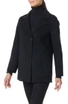 Bruno Magli Double Face Wool Blend Coat In Black