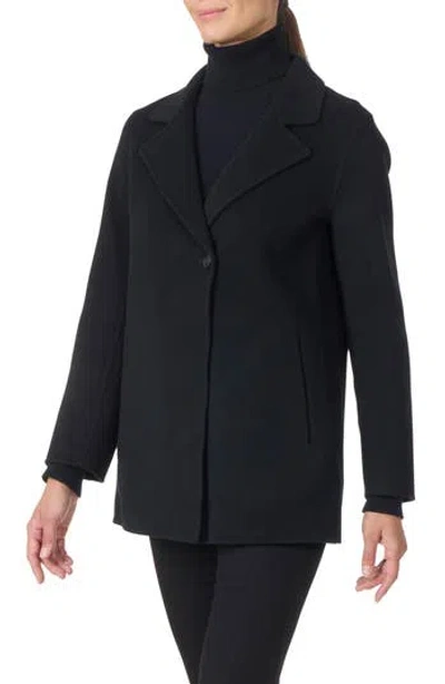 Bruno Magli Double Face Wool Blend Coat In Black