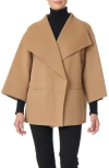 Bruno Magli Double Face Wool Blend Coat In Brown