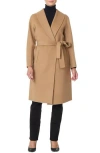 Bruno Magli Double Face Wool Blend Coat In Brown