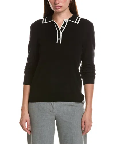 Bruno Magli Double Tipped Wool & Cashmere-blend Polo Sweater In Black