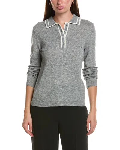 Bruno Magli Double Tipped Wool & Cashmere-blend Polo Sweater In Grey
