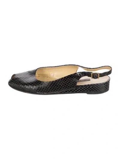 Pre-owned Bruno Magli Embossed Leather Slingback Flats In Multi