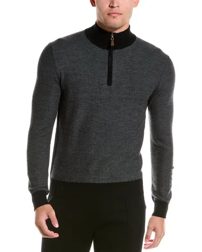 BRUNO MAGLI FEEDER STRIPE PIQUE WOOL 1/4-ZIP SWEATER