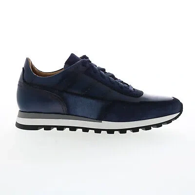 Pre-owned Bruno Magli Gallo Bm3galn0 Mens Blue Leather Lifestyle Sneakers Shoes
