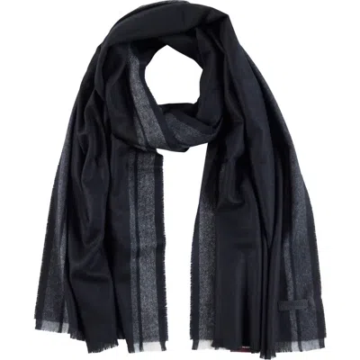 Bruno Magli Glen Plaid Double Face Silk & Cashmere Blend Scarf In Black