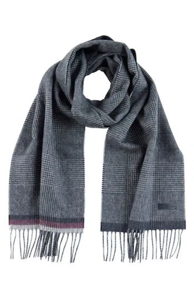 Bruno Magli Glen Plaid Silk & Cashmere Blend Scarf In Gray