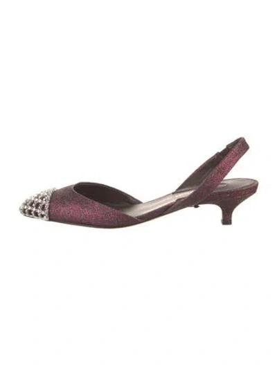 Pre-owned Bruno Magli Glitter Colorblock Pattern Slingback Flats