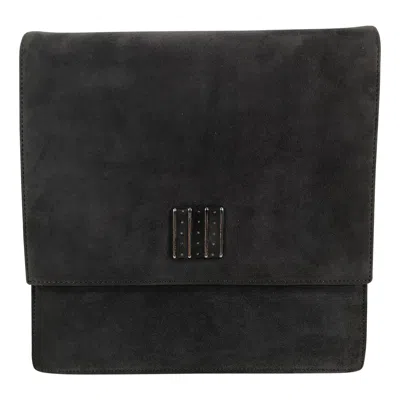 Pre-owned Bruno Magli Grey Suede & Leather Flap Front Cross Body Or Clutch Handbag In Gray