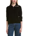 Bruno Magli Half Button Placket Wool & Cashmere-blend Pullover In Black