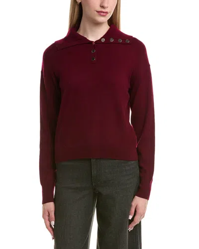 Bruno Magli Half Button Placket Wool & Cashmere-blend Pullover In Burgundy