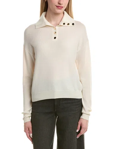 Bruno Magli Half Button Placket Wool & Cashmere-blend Pullover In Neutral