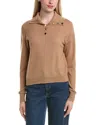 Bruno Magli Half Button Placket Wool & Cashmere-blend Pullover In Brown