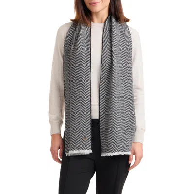 Bruno Magli Herringbone Cashmere Scarf In Black