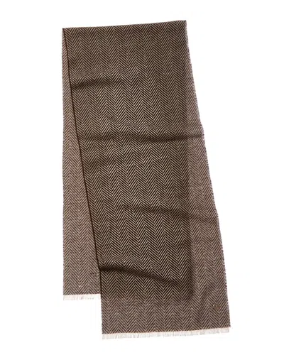 Bruno Magli Herringbone Cashmere Scarf In Brown
