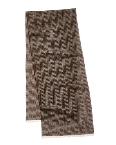BRUNO MAGLI HERRINGBONE CASHMERE SCARF, BROWN