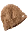 Bruno Magli Honeycomb Stitched Cuffed Cashmere Hat In Brown