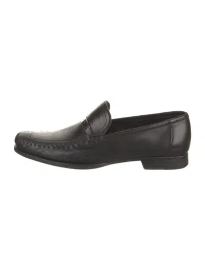 Pre-owned Bruno Magli Horsebit Accent Leather Dress Loafers In Black