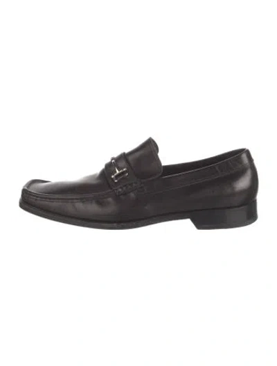 Pre-owned Bruno Magli Horsebit Accent Leather Loafers In Grey