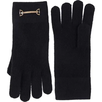 Bruno Magli Horsebit Cashmere Tech Gloves In Black