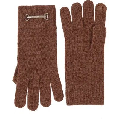 Bruno Magli Horsebit Cashmere Tech Gloves In Brown
