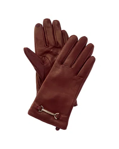 Bruno Magli Horsebit Cashmere-lined Leather Gloves In Red