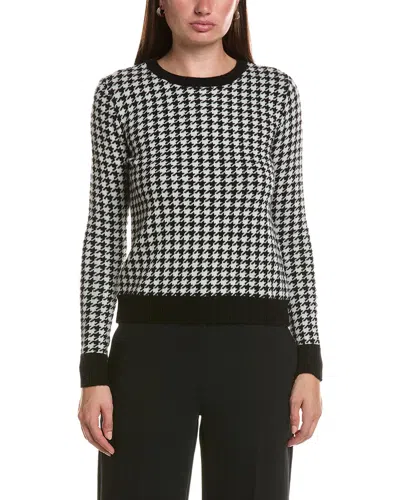 Bruno Magli Houndstooth Crewneck Wool & Cashmere-blend Sweater In Black