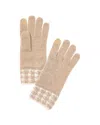 Bruno Magli Houndstooth Jacquard Cashmere Gloves In Brown